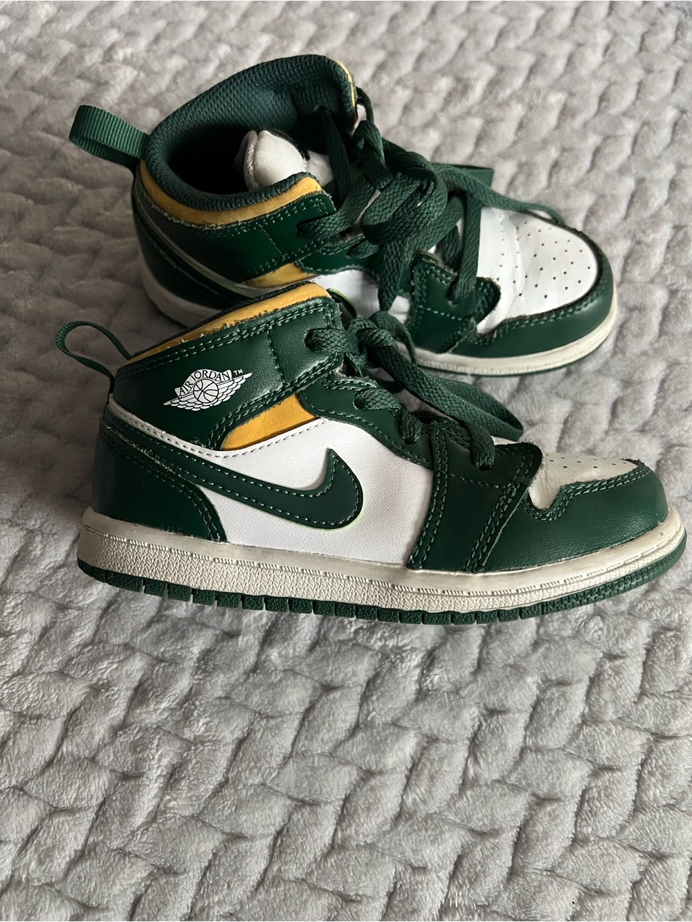 Jordan Kids Mid-Top Sneakers in Green, White & Yellow Accent